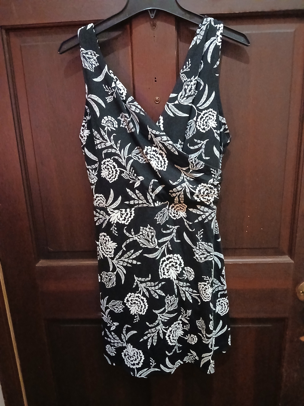 Lands End Navy & White Floral Sleeveless Swimdress Size 16